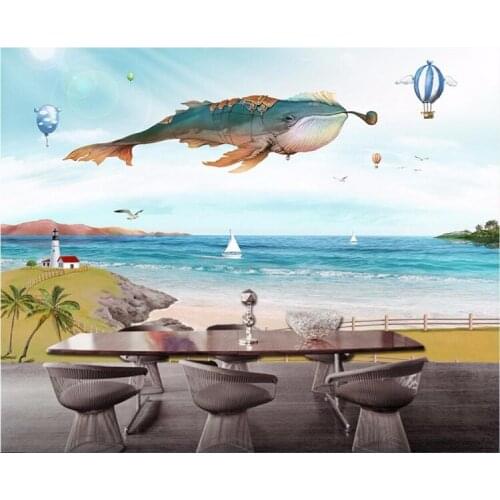 Custom Photo 5D 8D Wallpaper Large 3D Fresco Hand-painted Cartoon Whale Balloon TV Wall papel de parede