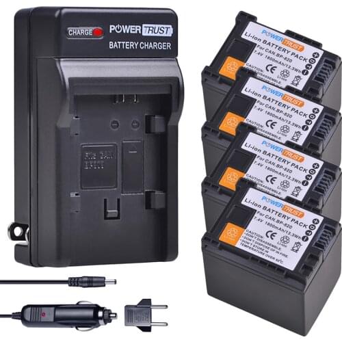 4Pcs BP-820 BP 820 BP820 Li-ion Battery and Charger kit for Canon VIXIA GX10, HFG20, HF G21, HFG30, HFG40, HFM30, HFM31, HFM32