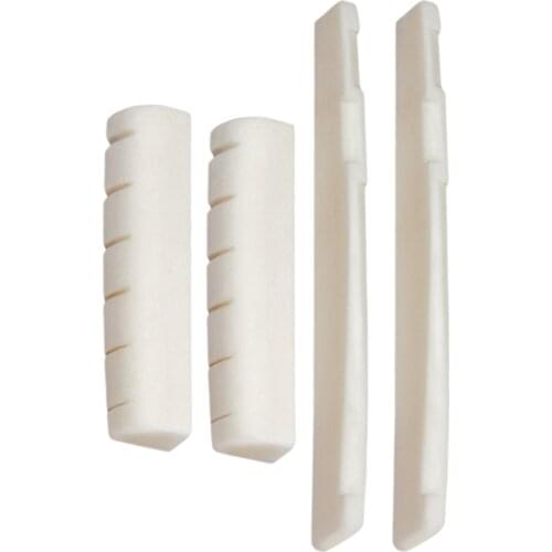 4pcs Solid Split Bone Bridge Nut Replacement Part for 6 String Acoustic Guitar Bone Bridge Saddle Music Instruments