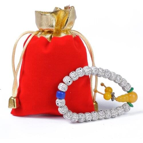 50pcs/Lot 9x12cm Jewelry Pouches Velour Red Velvet Gift Bags Golden Satin Can customized Logo Printing