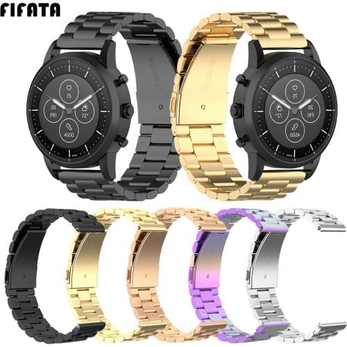 FIFATA 22MM Stainless Steel Metal Watch Strap For Fossil Gen 5 Carlyle /Gen 4 Explorist HR/ Sport Replacment Wristband