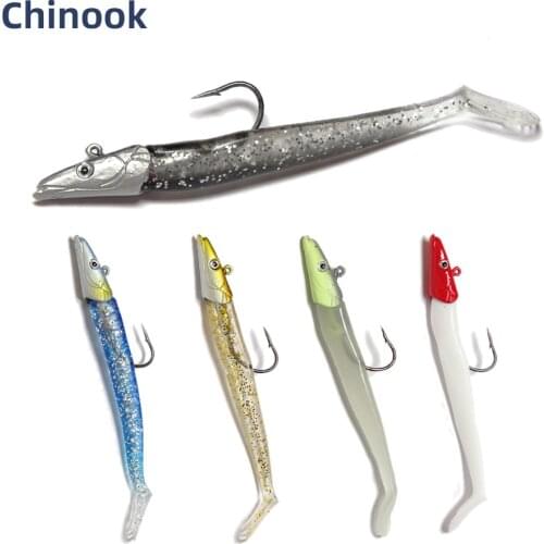 Chinook Soft Bait 125mm 22g Lead jig Head Single Hook Lure Wobblers Worm Fishing Silicone Fish Artificial Bait
