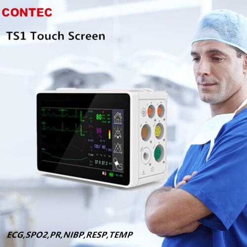 CONTEC Newest 5'' Patient Monitor 6 Parameters Touch Screen Vital Monitor ECG NIBP SPO2 PR RESP TEMP