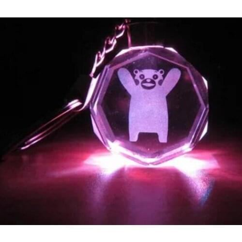 COSANER Kumamon black Anime Customized LED Key Chains Keyring Crystal Keychain Light Keyholder Unisex Gifts
