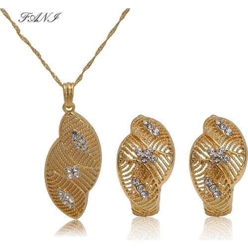 Fani 2021 gold Necklace Earrings Jewelry Sets For Women Customer Wedding Bridal Party Accessories Imitated Crystal Pendant