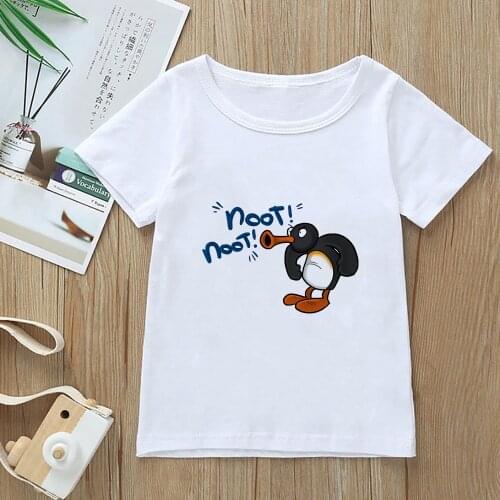 Oversized T-shirt Summer Teen Cartoon Clothing Noot Noot Pingu Printed Cute Girls Boys Clothes European style Pop Kids T Shirt
