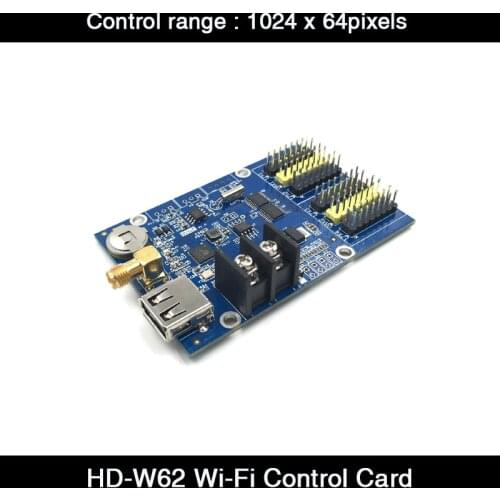 HD-W62 Huidu Single & Dual Color 1024*64Pixels USB+WIFI P10 P16 LED Display Module Control Card
