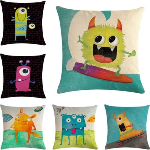 45*45cm Cartoon Pattern Cotton Linen Throw Pillow Cushion Cover Home Decoration Sofa Bed Decor Decorative Pillowcase