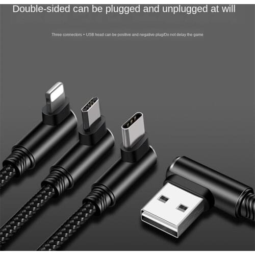 Three-in-One Data Cable Elbow Three-in-One Data Cable Charging Cable Universal Handphone Three-in-One Charge Line