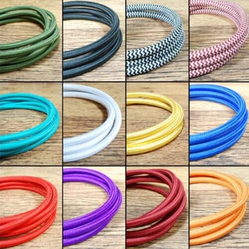2 Core Round Vintage Textile Cable 1m 2m 5m 10m 20m 50m Flexible Color Electric Wire Chandelier Lamp Edison Power Cord