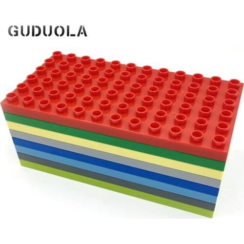 Bricks Base Plate 6x12dots 19.18x9.58x0.96cm Duplo in Block Double Sided Baseplate Big Building Block Large Size Dots for Kids