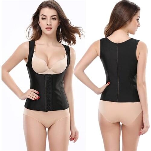 Woman Flat Belly Tummy Fat Burner Steel Boned Waist Trainer Slimming Sheath for Back Support Body with Cups Push Up Postpartum