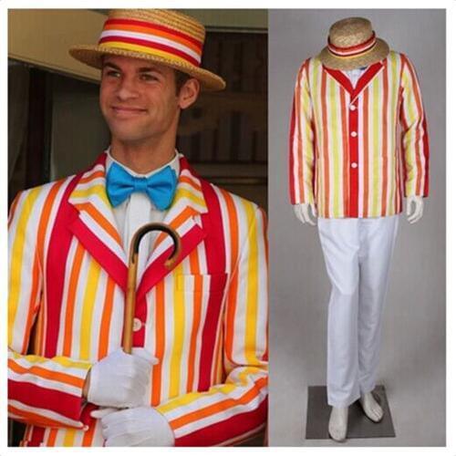 Halloween Costume Full set Mens Costume Uniform for Mary Poppins Bert Cosplay