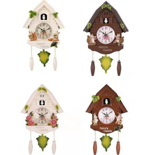 Hot XD-Cute Bird Wall Clock Cuckoo Alarm Clock Cuckoo Clock Living Room Watch Brief Children Bedroom Decor Home Day Time Alarm C
