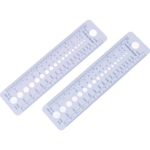 2pcs Plastic Knitting Ruler Needle Gauge Inch Sewing Ruler Measure Sewing Tools US UK Sizes Design Ruler