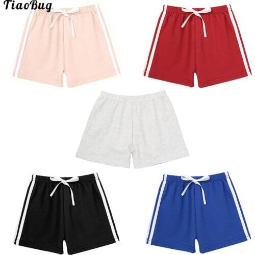 2021 Fashion Summer Kids Girls Boys Breathable Cotton Shorts Pure Color Stripes Print Side Elastic Waist Beach Shorts