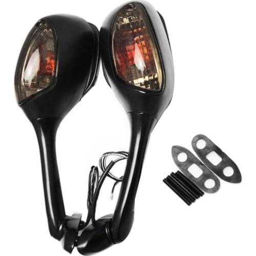 Motorcycle Mirror Rear View with Turn Signal Light Mirror for Suzuki GSXR600 750 2006-2010 GSXR 1000 2005 2006 2007 2008(Smoke)