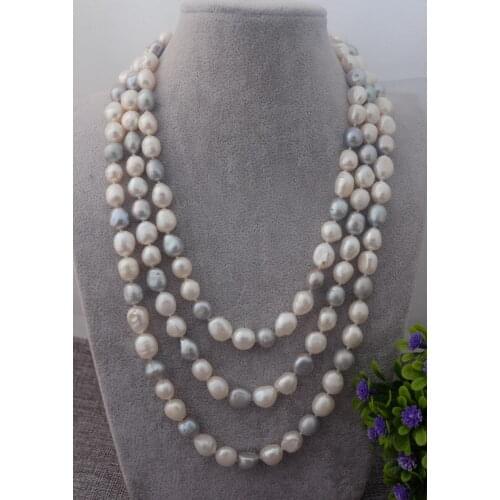 NEW Natural 80'' Multi color Baroque pearl Necklace 8-9mm