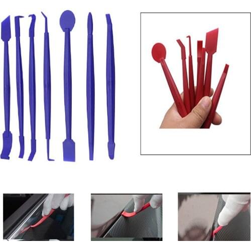 New 7pc Auto Styling Vinyl Carbon Fiber Window Ice Remover Cleaning Wash Car Scraper With Felt Squeegee Tool Film Wrapping