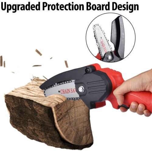 Upgrade Mini Chainsaw Cordless One-handed Electric Saw With LED Illuminator Protective Bezel For Cutting Branches Wood