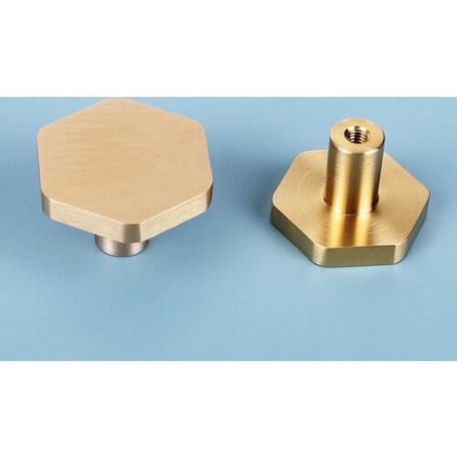 Solid Brass Hexagon Drawer Dresser Knobs Gold Kitchen Cabinet Cupboard Pulls Furniture Knobs Hardware-4Pack