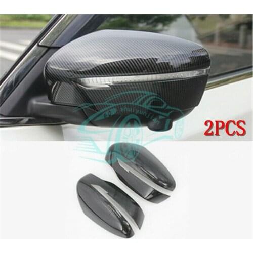 Fit For Nissan Rogue X-Trail 2014-2018 Carbon Fiber ABS Rear Mirror View Cover Trim 2pcs