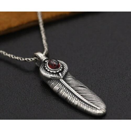 S925 Sterling Silver Jewelry Retro Thai Silver Takahashi Goro Handmade Small Gem Size Eagle Feather Male And Female Pendants