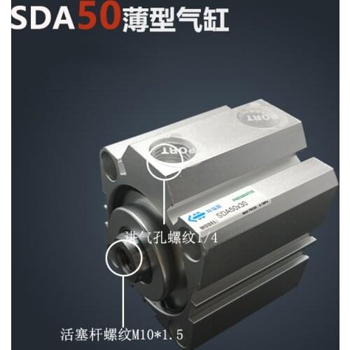 SDA50*10 Free shipping 50mm Bore 10mm Stroke Compact Air Cylinders SDA50X10 Dual Action Air Pneumatic Cylinder