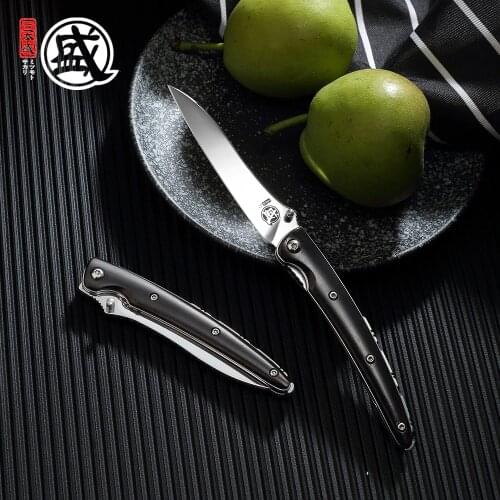 MITSUMOTO SAKARI Wyvern folding knife Japanese handcrafted Sandvik 12CR27 Powder Steel pocket knives Ancient ebony handle