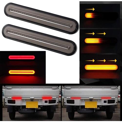 Pair 100 LED Trailer Truck Brake Light Waterproof Neon 3 in 1 Halo Ring Tail Brake Stop Light Flowing Turn Signal Lamp Car Light