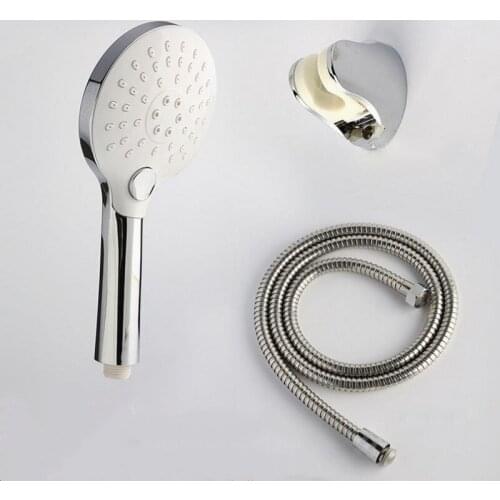 Water Saving Press Button ABS Shower Head Set Pressurized Chrome Handheld Shower Head Bathroom anti-clogging