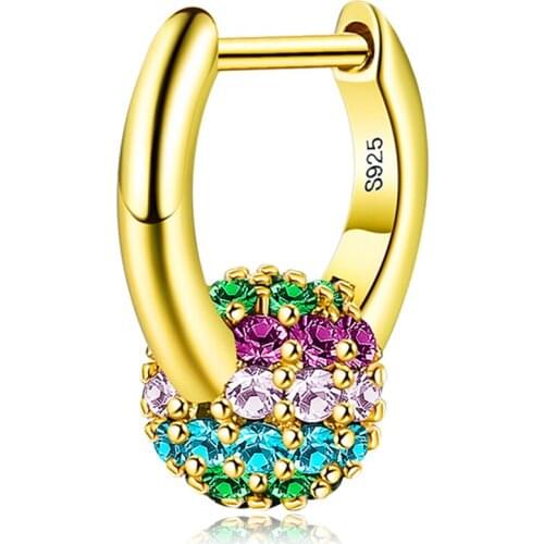 SILVERHOO 925 Sterling Silver Earring For Women Fine Jewelry High Quality Cubic Zircon Spherical Lady Earrings Hot New Products