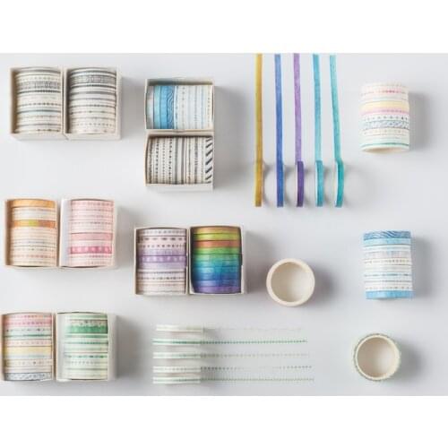 10 pcs/lot Decorative Retro pattern Slim Washi Tape Set Japanese Paper Stickers Scrapbooking Adhesive Washitape Stationary