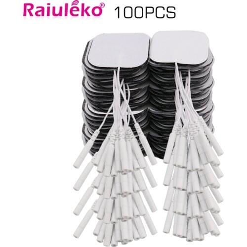 20/100p 5x5cm TENS Ems Nerve Muscle Stimulator Electrode Pads Gel Electrode Pads Tens Electrodes Physiotherapy Machine 2mm Plug