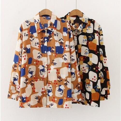 2020 Autumn New Women Long Sleeve Turn-down Collar Floral Print Loose Blouse Shirts Fashion Floral Casual Tops shirts blusas