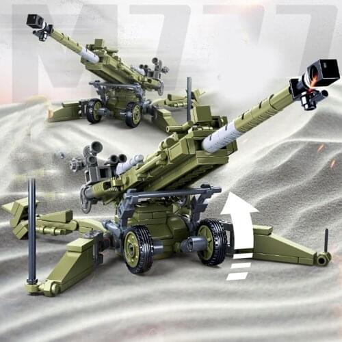 2021 World War 2 WW2 Army Military Soldier City Police SWAT M777 Flak Gun Cannon Model Building Blocks Bricks Kids Toys Gift