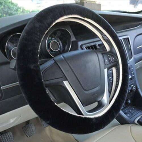3pcs Winter Soft Plush Steering Wheel Cover Kit Warm Faux fur Auto Car Steering-Wheel Cover Hand Brake Gear Covers Car Styling