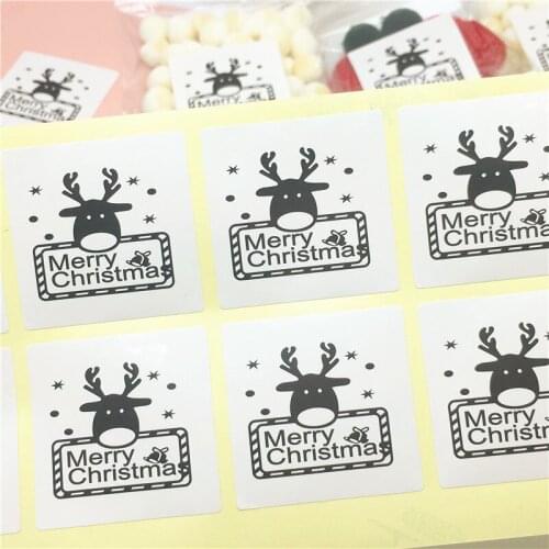 300Pcs/lot White Packaging Stickers Merry Christmas Gift Milk Cake Candy Decoration Labels Cards Stickers