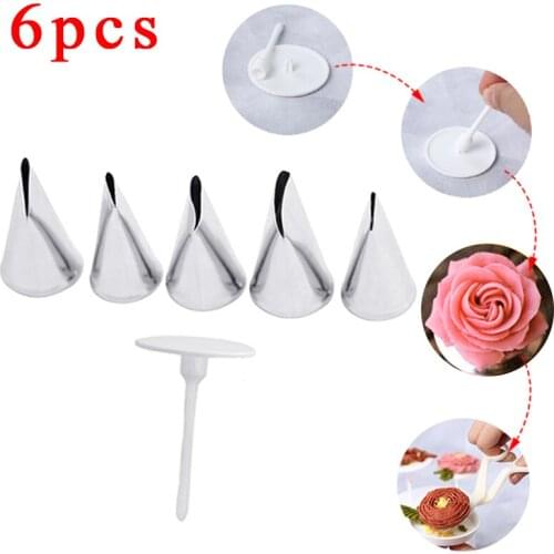 6PCS Cake Decorating Tips Set Cream Icing Piping Fondant Rose Nozzle Pastry Tools Fondant Decorating Tools