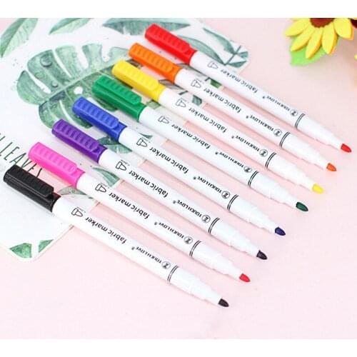 8Pcs/Set Clothes Textile Markers Fabric Paint Pens Pen Crafts T-shirt Pen Marker Supplies Pigment Painting Liner DIY Writin C1U3