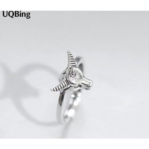 925 Sterling Silver Vintage Zodiac Bull Head Rings Women 2021 New Jewelry