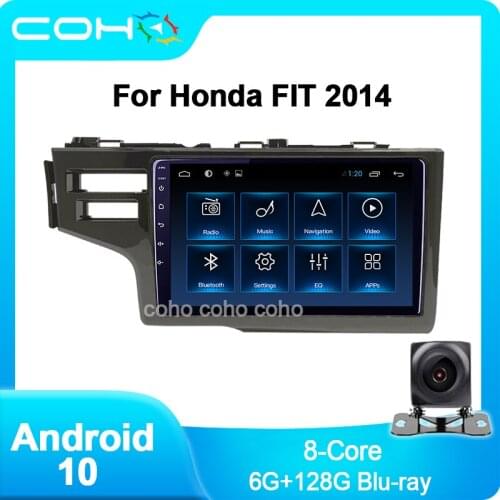 COHO For Honda FIT 2014 Car Audio Android 10.0 Octa Core 6+128G Car Stereo Bluetooth Multimedia Player radio