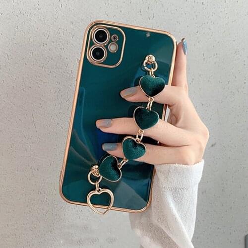 Love Heart Bracelet Phone Case For iPhone 12 11 Pro Max 12 Mini XR XS Max X 7 8 Plus 11 12 Pro Luxury Plated Electroplated Cover
