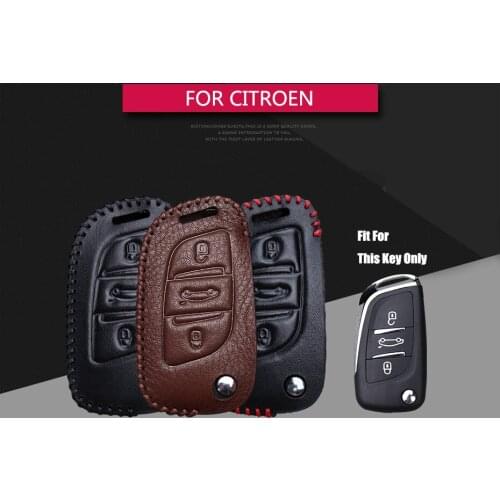 For Citroen Key Case Cover Genuine Leather Key Remote Fob Shell Keychain For Citroen C4L C5 Aircross X7 C4 Cactus Picasso Xsara