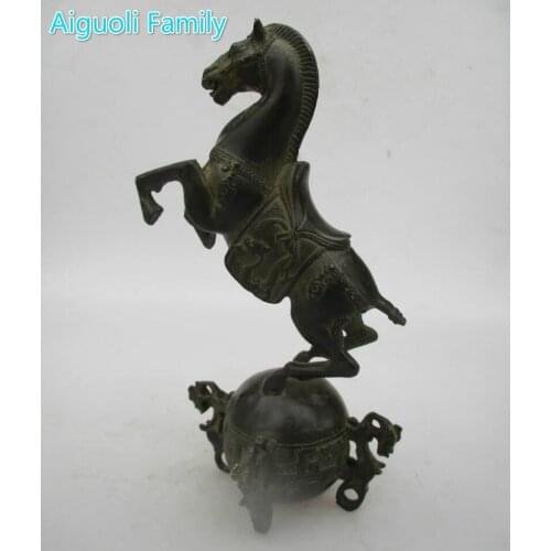 Home Decorations Metal Crafts High 9 inch Chinese old bronze Carved horse Statue/ Metal animals Sculpture