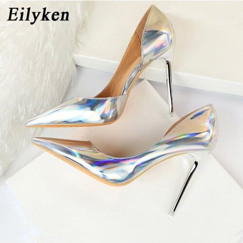 Eilyken New Patent Leather Pointed toe Pumps Women Fashion High Heels Summer Sexy Shallow Ladies Classic Wedding Stiletto Shoes