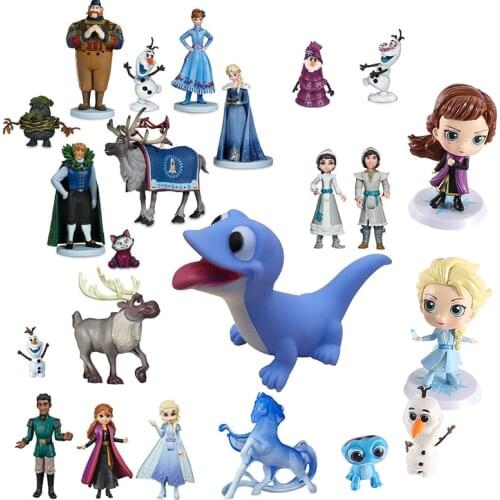 Disney Frozen 2 Set Elsa Anna Blue Salamanders Bruni Princess Doll Olaf Kristoff Action Figure Birthday Gift Toys for Children