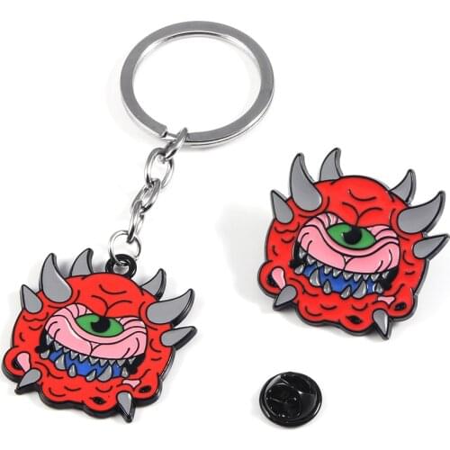 Game Doom Key Chain Cacodemon Metal Badges Game Characters Car Key Chain Pendant For Boy Birthday Anniversary
