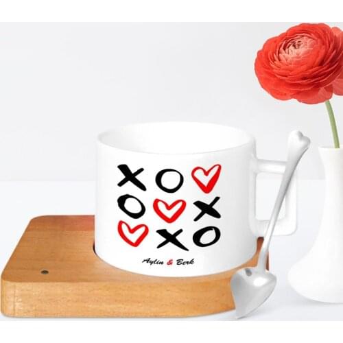 Personalized Valentines Day Design Wood Altlıklı Ceramic Cup-71