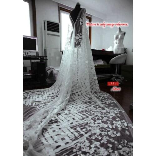 Ivory white1.1m Soft bottom Exquisite Lace Sequins embellishmen Evening dress Wedding dress Beautiful DIY Full size Exquisite